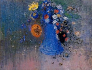 Artwork Title: Flowers In Blue Vase