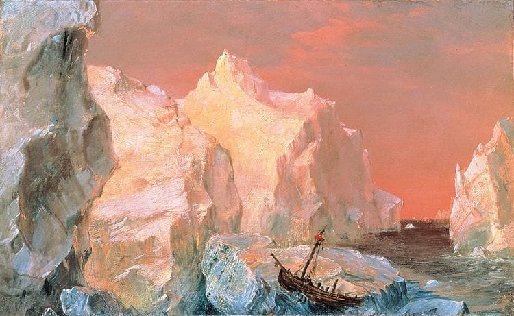 Artwork Title: Icebergs And Wreck In Sunset
