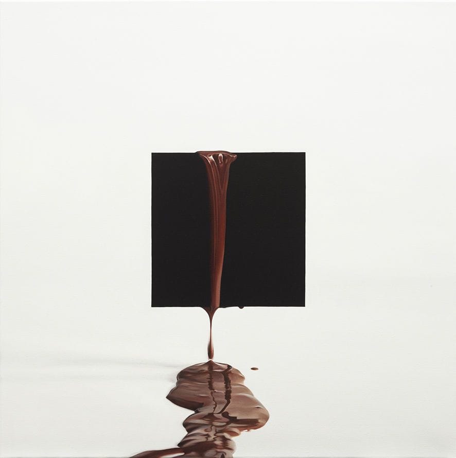 Artwork Title: Black Square on White Background With Chocolate