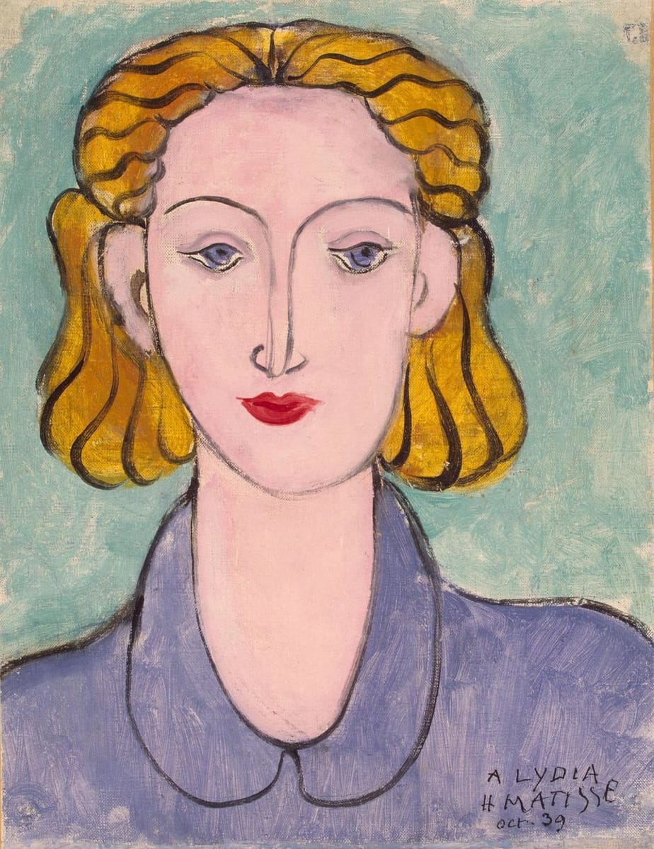 Artwork Title: Young Woman in a Blue Blouse. Portrait of L.N. Delektorskaya