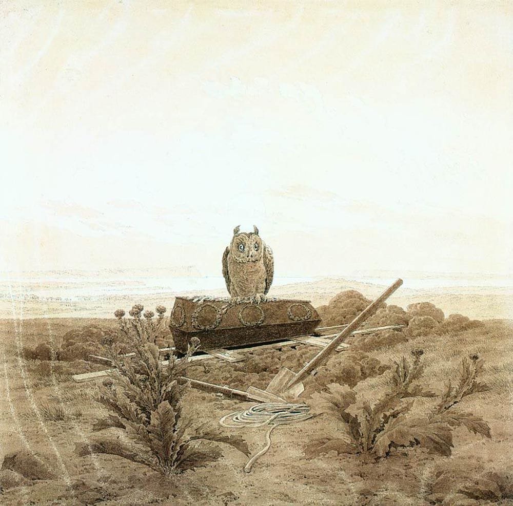 Artwork Title: Landscape With Grave Coffin And Owl