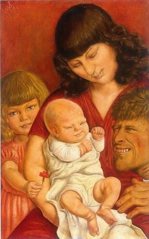 Artwork Title: The Artist's Family, oil on wood