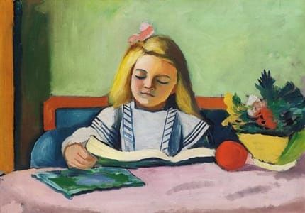 Artwork Title: Blondes Mädchen mit Buch