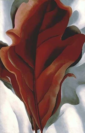 Artwork Title: Large Dark Red Leaves on White