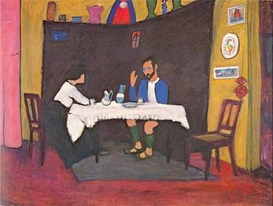 Artwork Title: Kandinsky and Erma Bossi, After Dinner