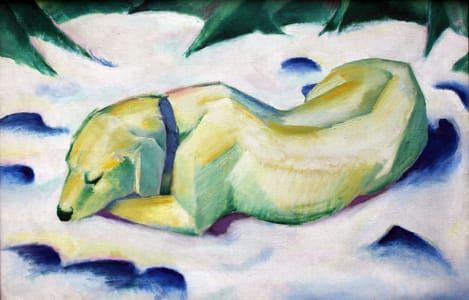 Artwork Title: Liegender Hund Im Schnee