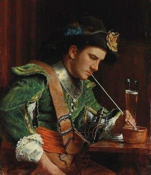 Artwork Title: A Soldier Smoking a Pipe in an Interior
