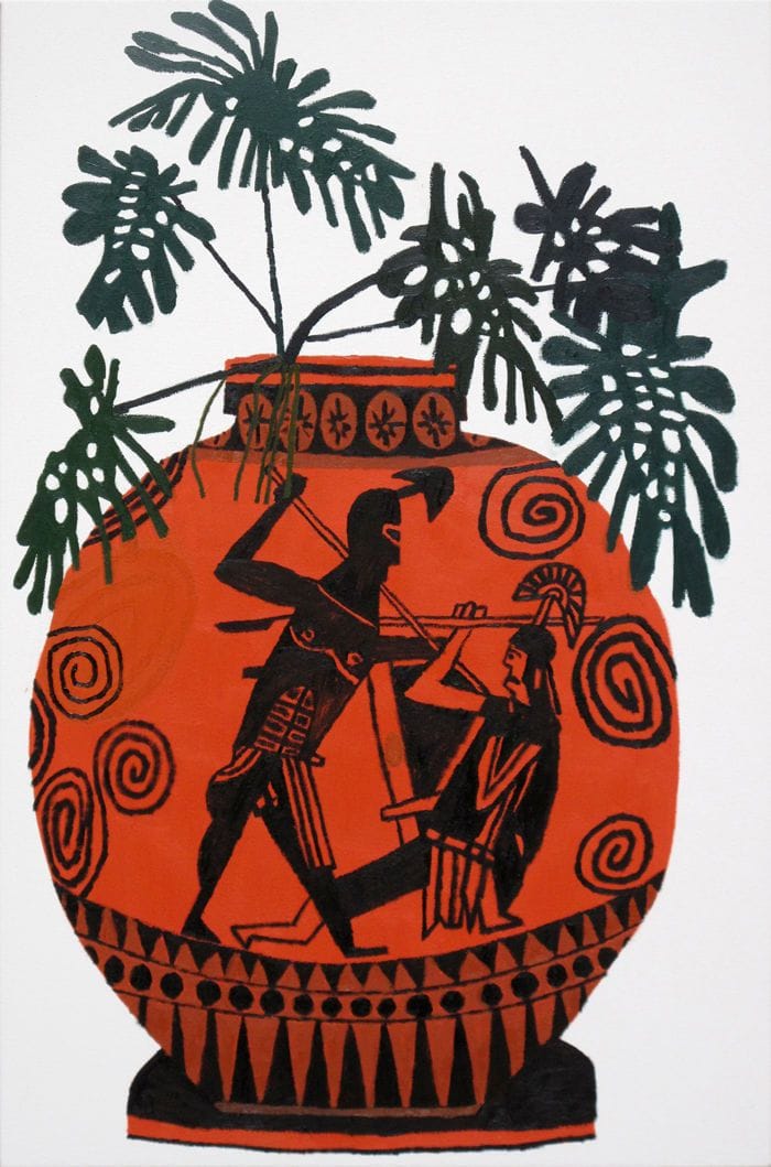 Artwork Title: Greek Pot with Green Leaves