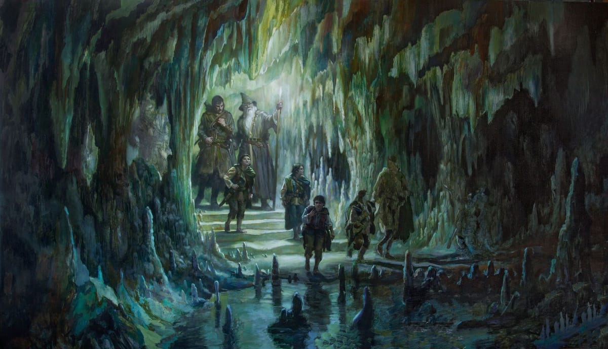 Artwork Title: The Fellowship of the Ring in Moria