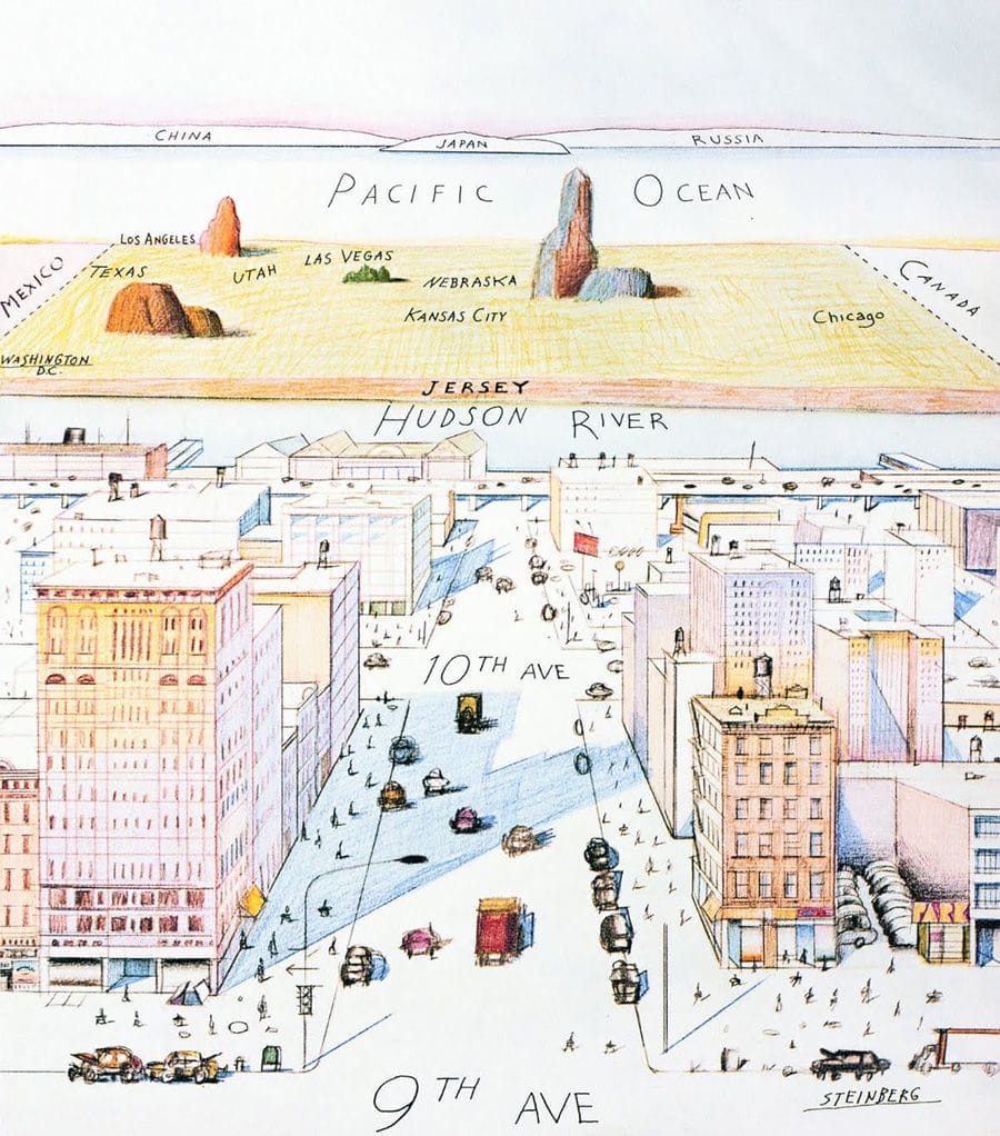Artwork Title: View of the World from 9th Avenue (Original drawing)