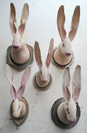 Artwork Title: Hares On Vintage Tray Mounts