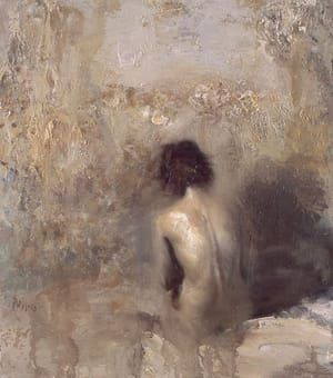 Artwork Title: Woman in front of a Wet Wall
