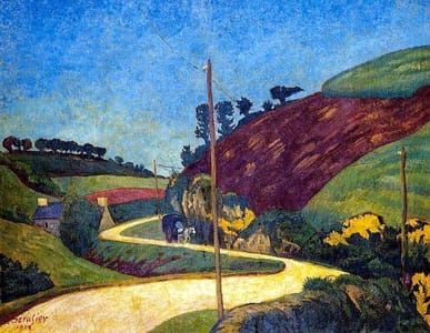 Artwork Title: The stragecoach road in the country with a cart