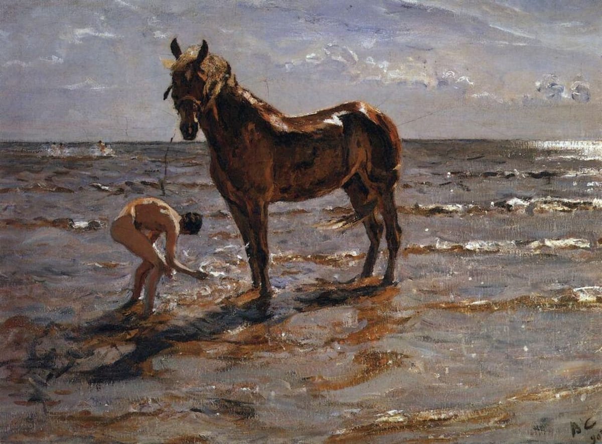Artwork Title: Bathing a Horse