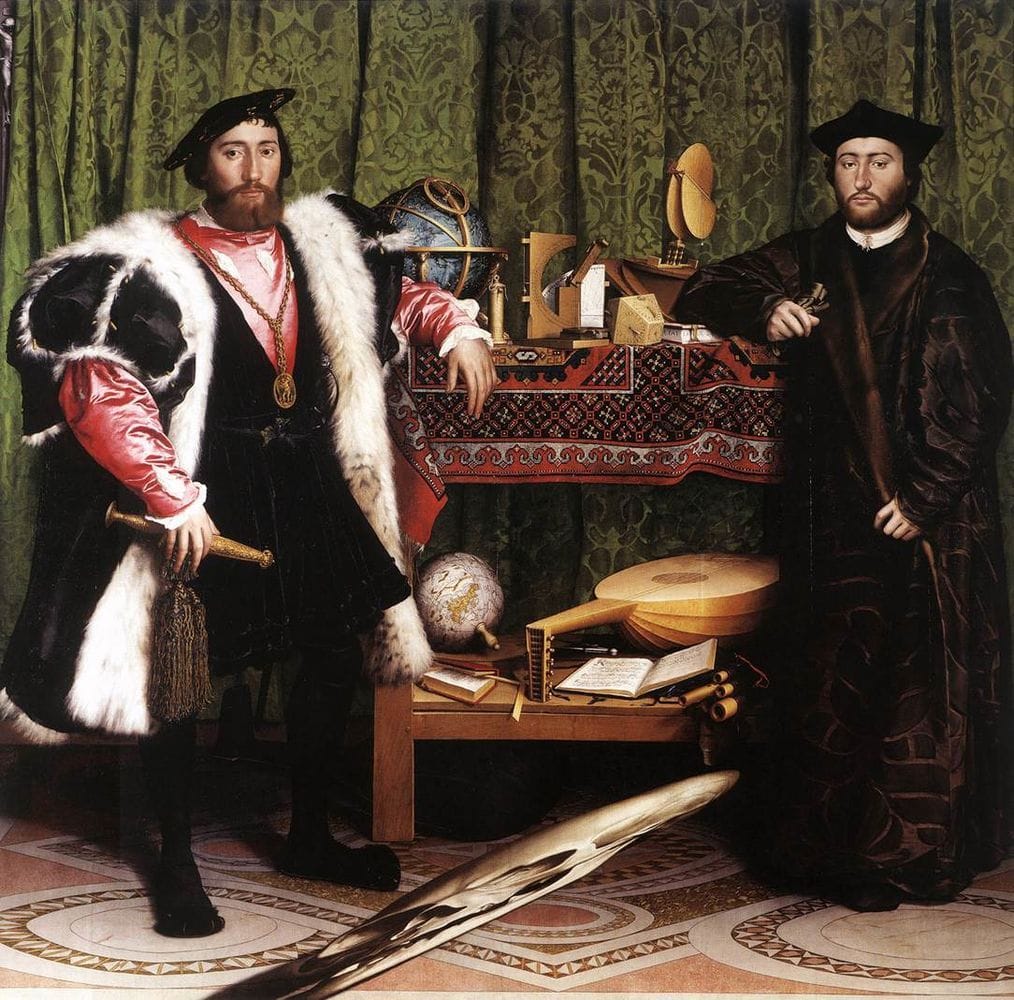 Artwork Title: The Ambassadors (Double Portrait of Jean de Dinteville and Georges de Selve)