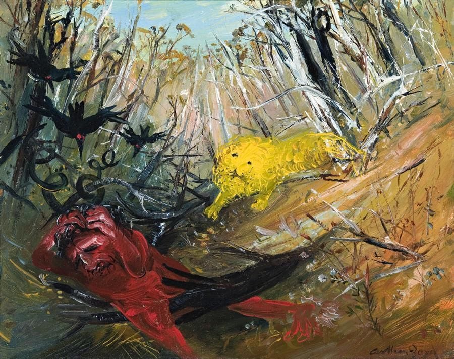 Artwork Title: Nebuchadnezzar Running in a Forest with Lion and Blackbirds