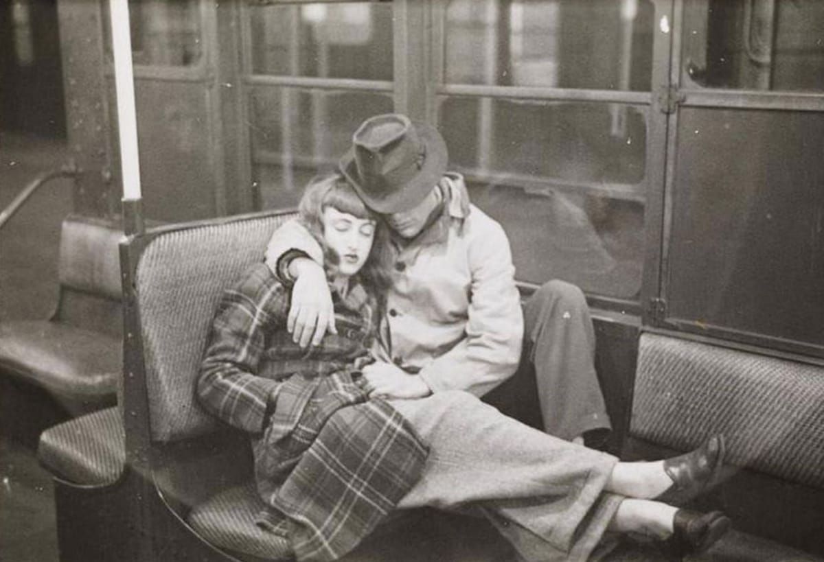 Artwork Title: Couple Sleeping In A Subway Car