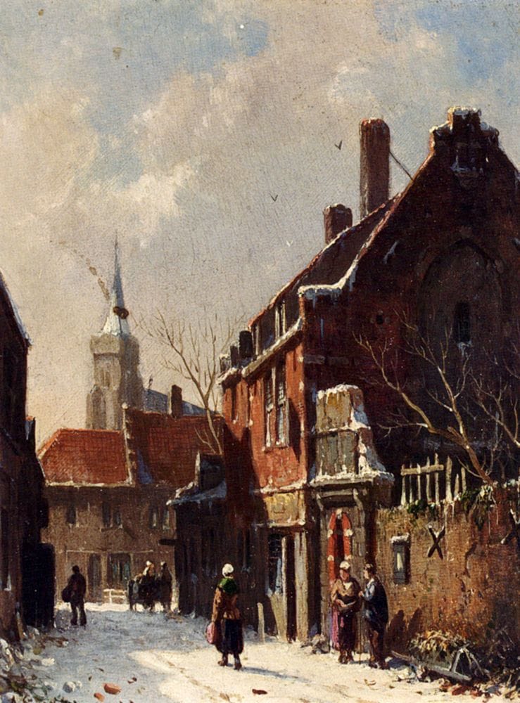 Artwork Title: In Th Streets Of A Dutch Town In Winter