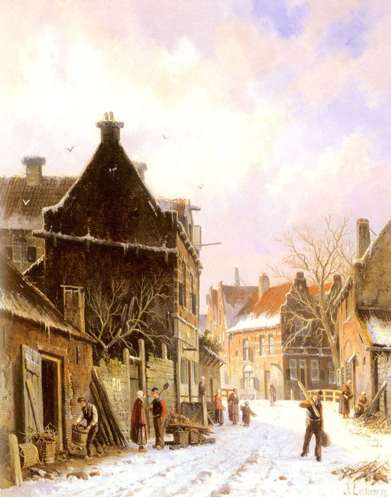 Artwork Title: A Village Street Scene In Winter