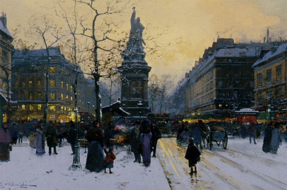 Artwork Title: Galien Laloue Eugene Paris Place De La Republique Gouache