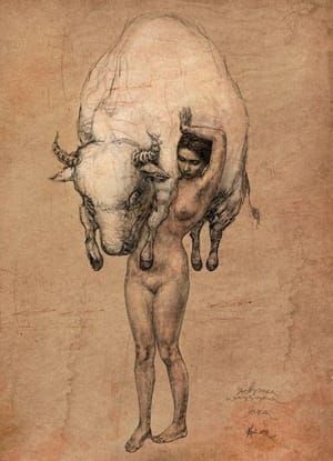Artwork Title: Girl carrying Bull
