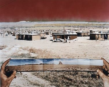 Artwork Title: Bida Hi /Opposite Views, Northeast. Navajo Tract Homes and Uranium Tailings Southwest. Shiprock, New