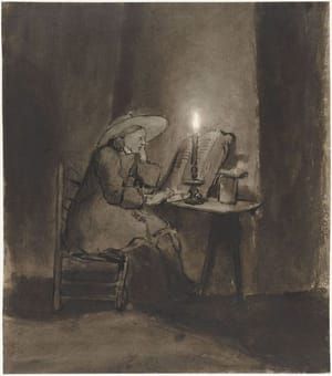 Artwork Title: Young Man Reading by Candlelight