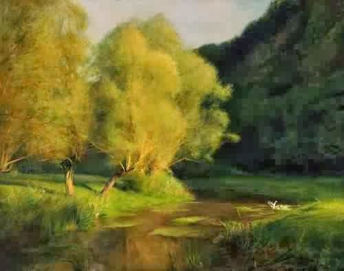 Artwork Title: Willows at a Stream