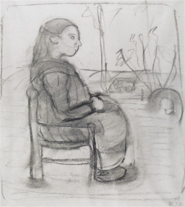 Artwork Title: Seated girl in a landscape, to the right