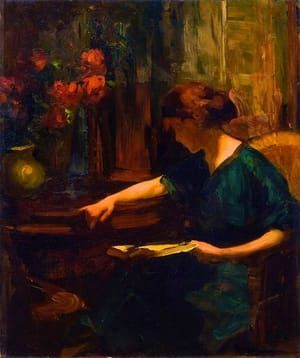 Artwork Title: Lady in Green Reading