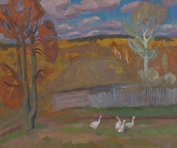 Artwork Title: Landscape with Geese. Autumn
