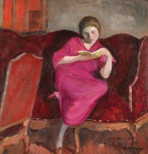 Artwork Title: Woman Sitting on a Sofa, Reading
