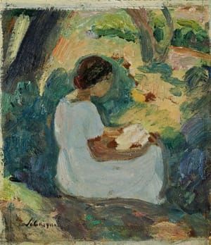 Artwork Title: Jeune femme lisant sous un arbre (Woman Reading under a Tree)