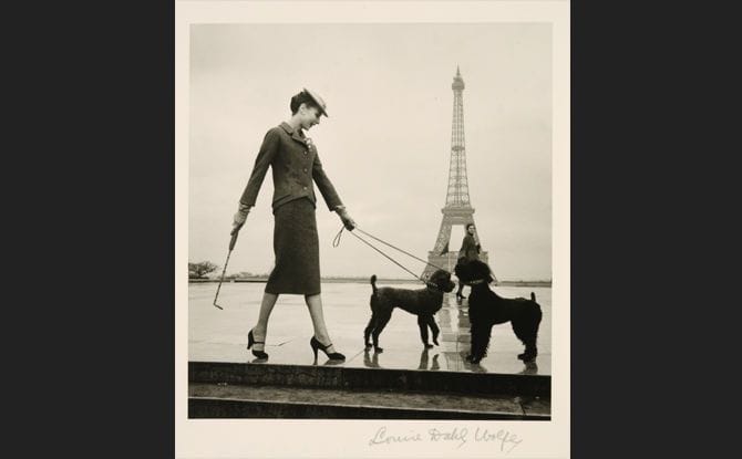 Artwork Title: Model in Dior Suit Walking Poodles in Paris