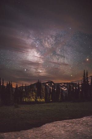 Artwork Title: Looking at the Milky Way through the clouds in Mt Rainier National Park