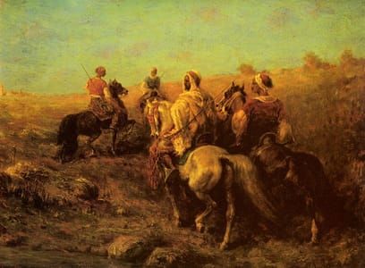 Artwork Title: Arabian Horsemen Near A Watering Place