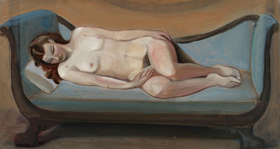 Artwork Title: Nude On A Blue Sofa