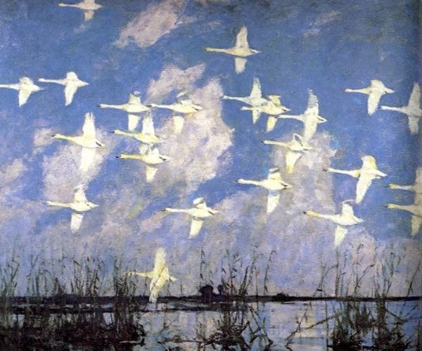 Artwork Title: Flight of Swans