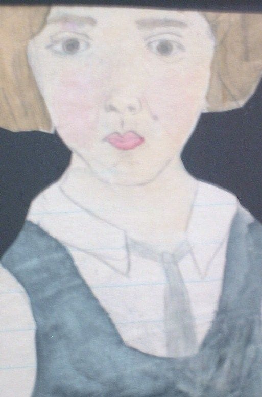 Artwork Title: Detail of a grade school self portrait