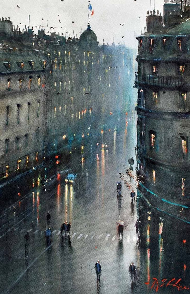 Artwork Title: Rainy Evening, Paris