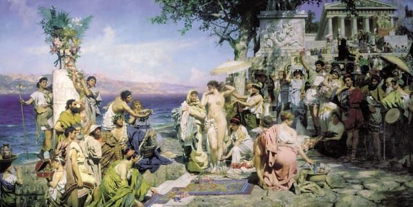 Artwork Title: Phryne on the Poseidon's celebration in Eleusis