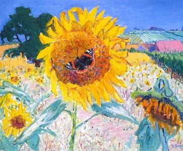 Artwork Title: Sunflowers and butterfly