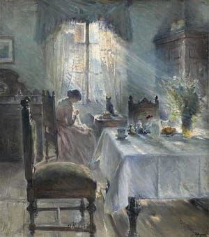 Artwork Title: Woman Sewing in an Interior