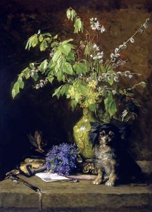 Artwork Title: Spring Bouquet with Dog