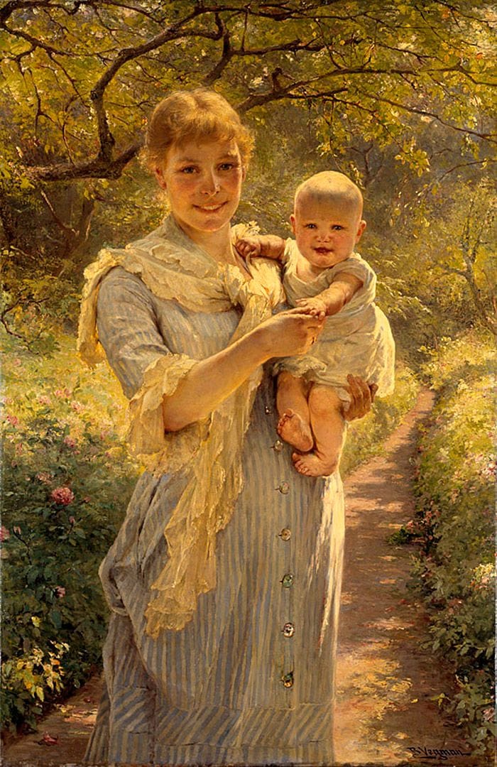 Artwork Title: Young Mother With Her Child In The Garden