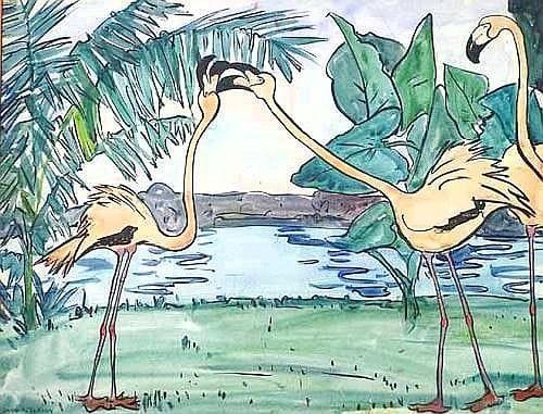 Artwork Title: Flamingos