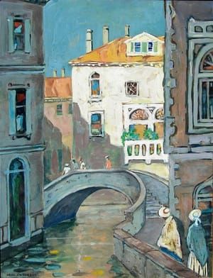 Artwork Title: Figures Along a Venetian Canal, Summer