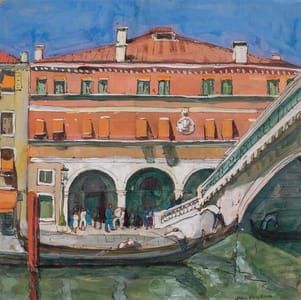 Artwork Title: At the Foot of the Rialto Bridge, Venice