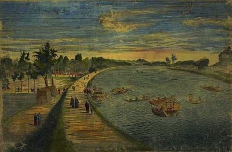Artwork Title: A View of Mimeguri Shrine from the Sumida River, Edo