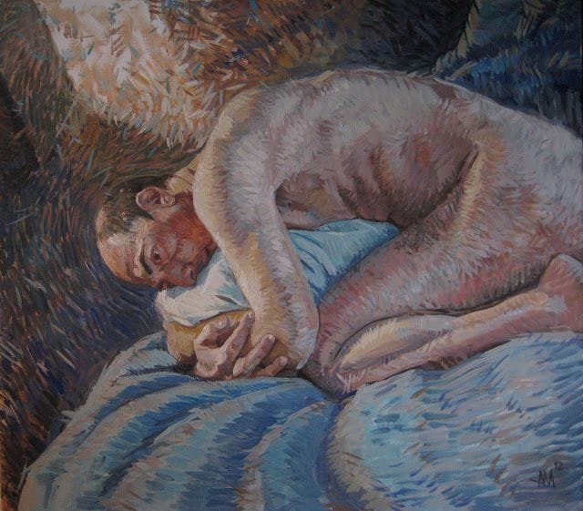 Artwork Title: обнимающийся с подушкой (Cuddling a Pillow)